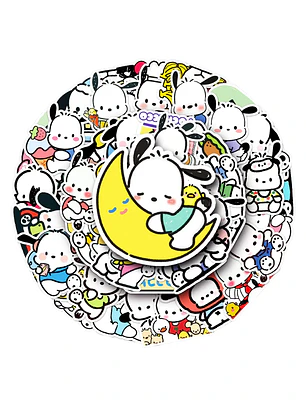 Set 50 Stickers Diseño Pochacco Kawaii