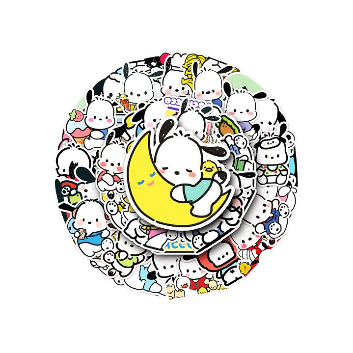 Set 50 Stickers Diseño Pochacco Kawaii 1