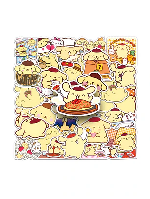 Set 50 Stickers Diseño Pompompurin Kawaii