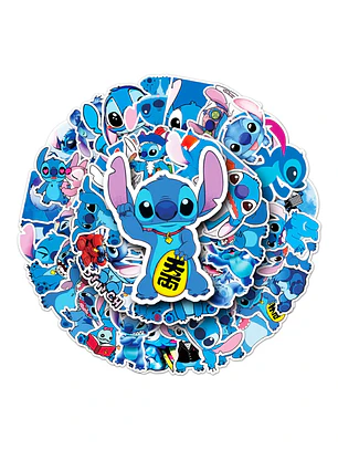 Set 50 Stickers Diseño Stitch Kawaii