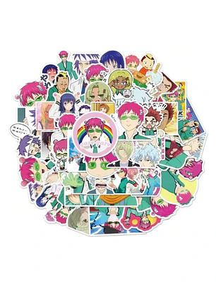 Set 50 Stickers Diseño Saiki K Anime
