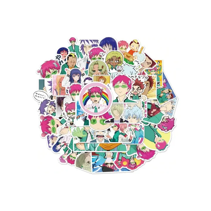 Set 50 Stickers Diseño Saiki K Anime 1