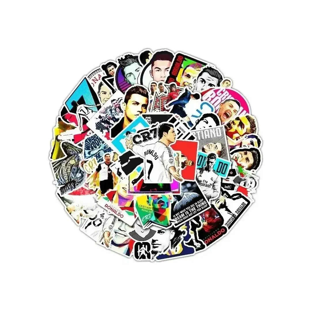 Set 50 Stickers Diseño Cristiano Ronaldo CR7 Futbol 1