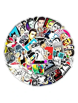 Set 50 Stickers Diseño Cristiano Ronaldo CR7 Futbol