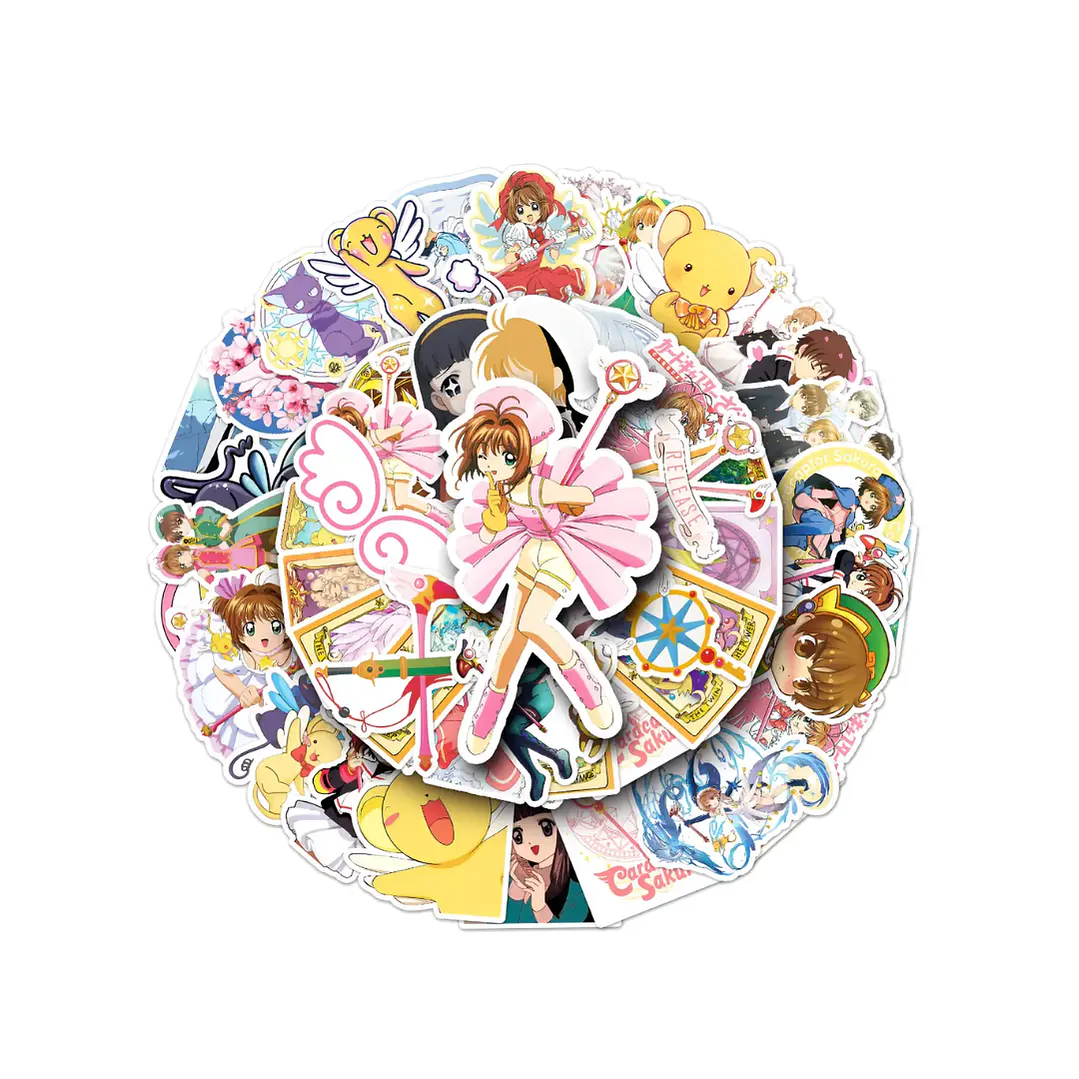 Set 50 Stickers Diseño Sakura Card Captor Anime 1