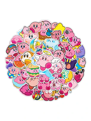 Set 50 Stickers Diseño Kirby Videojuego