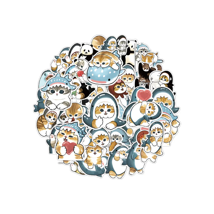 Set 50 Stickers Gatitos Tiernos Michi Kawaii Gatos 1