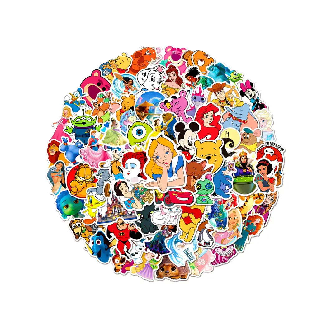 Set 100 Stickers Personajes de Disney Películas 1
