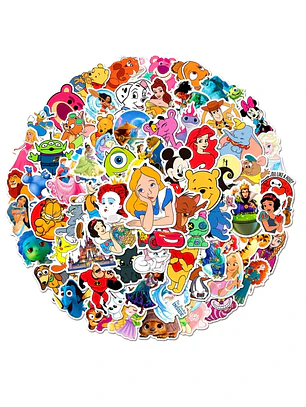 Set 100 Stickers Personajes de Disney Películas