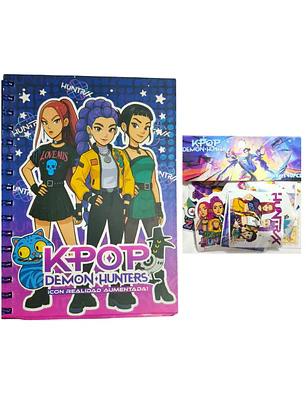 Set Libreta Huntrix Kpop Demon Hunter 20x15cm + 40 Stickers