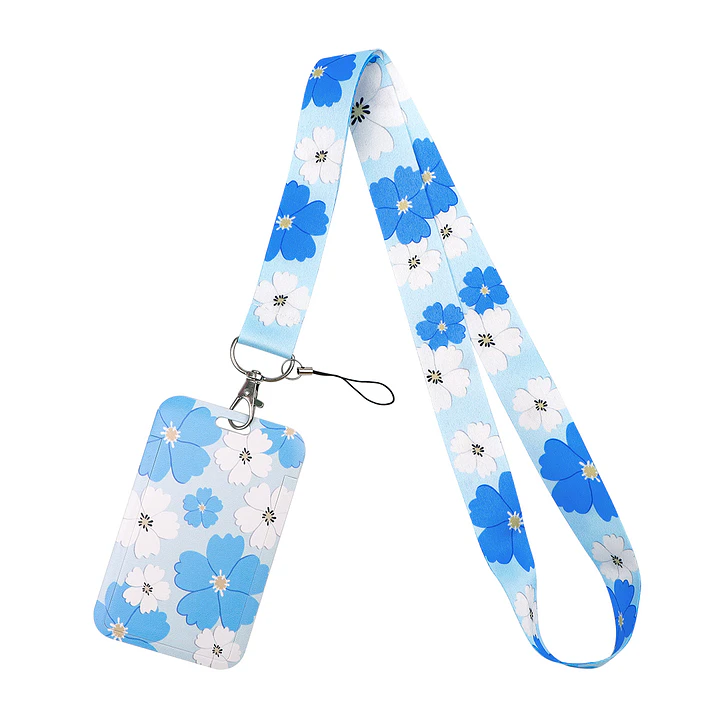 Portacredencial + Lanyard Diseño Flores 3