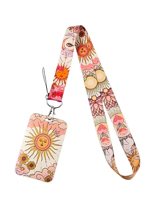 Portacredencial + Lanyard Diseño Sol Vintage