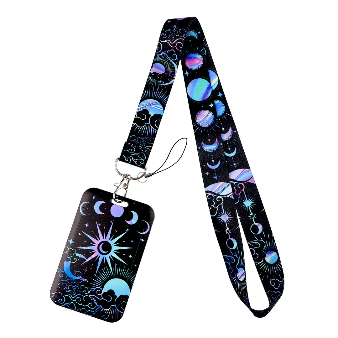 Portacredencial + Lanyard Diseño Sol & Luna Vintage 1