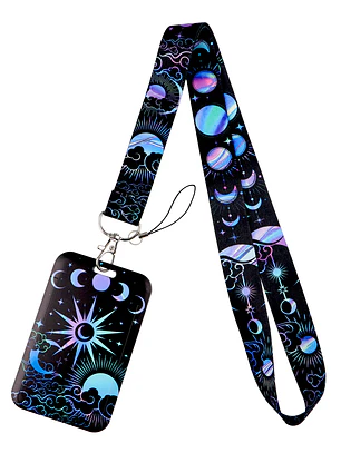 Portacredencial + Lanyard Diseño Sol & Luna Vintage