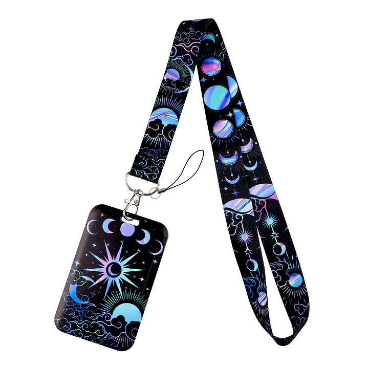 Portacredencial + Lanyard Diseño Sol & Luna Vintage 1
