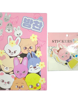 Set Libreta + Stickers Diseño Stray Kids SKZOO Kpop