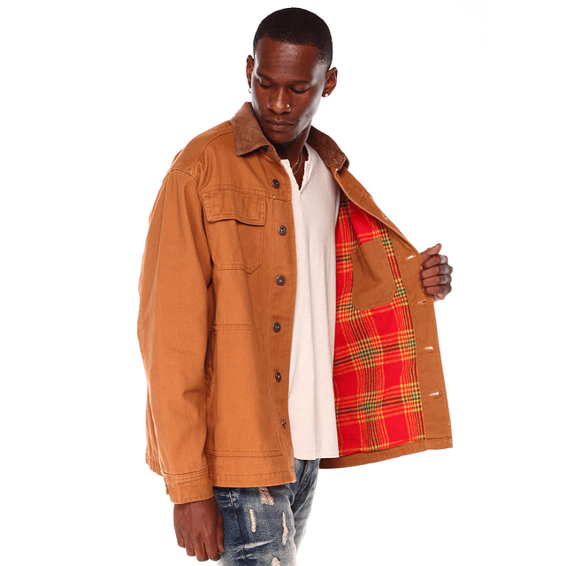 Chaqueta Brooklyn Cloth Sarga Forro de Franela - Camel