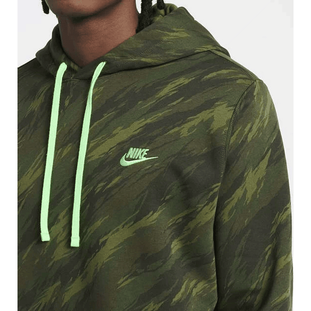 Poleron Nike Sportswear Club Fleece Pullover Hoodie - Green Camo