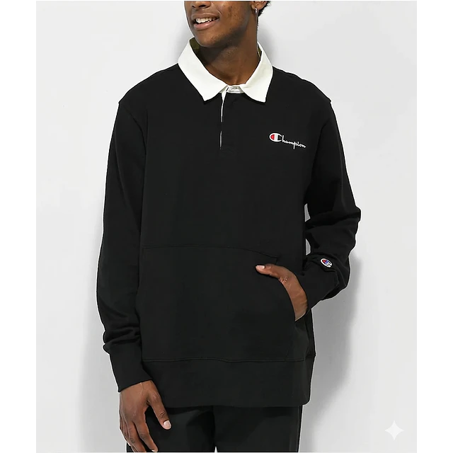 Poleron Champion Black Rugby Shirt