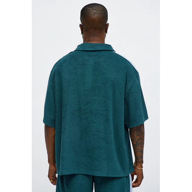 Camisa Polo Relaxed Chateau Terry Embroidered - Verde Azulado