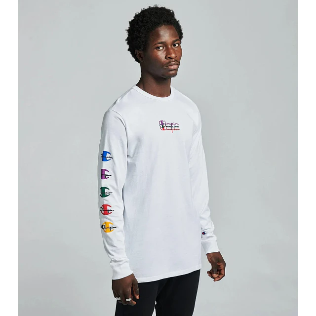 Polera Champion Manga Larga Logos - Blanco 