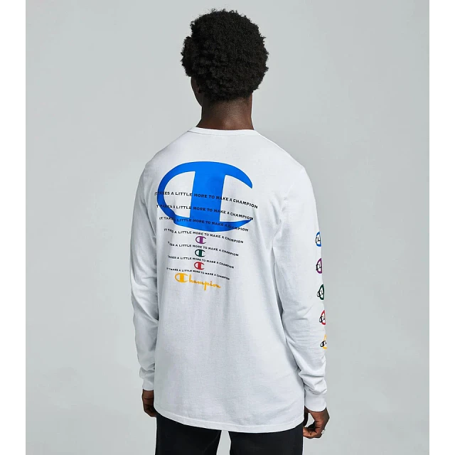 Polera Champion Manga Larga Logos - Blanco 