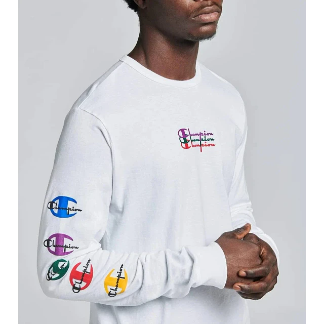 Polera Champion Manga Larga Logos - Blanco 
