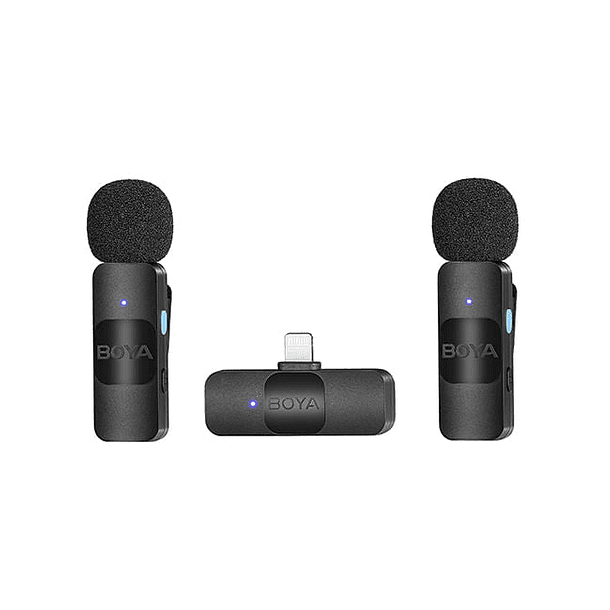 Micrófono Inalámbrico Doble Boya BY-V2 Ultra Compacto y Portable 2.4GHz Conector Lightning
