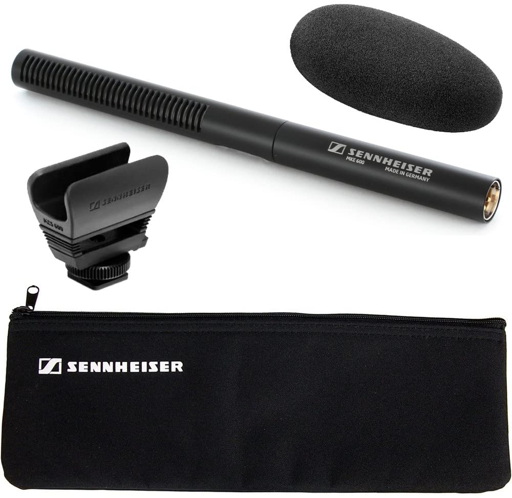 Micrófono shotgun Sennheiser MKE 600 con soporte para cámara