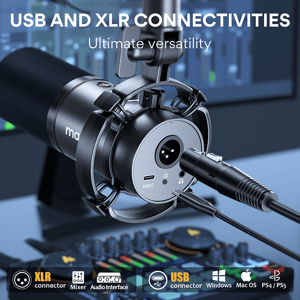 Microfono Dinamico Maono PD200X XLR-USB Para Podcast y Live Streaming 4