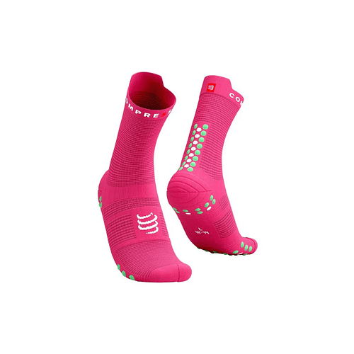 Pro Racing Socks Run High v4.0- Hot Pink/Summer Green, Compressport