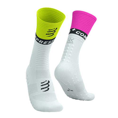 Mid Compression Socks V2.0 White/Safety Yellow/Neon Pink, Compressport