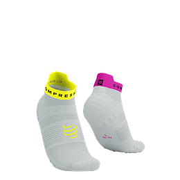 Pro Racing Socks v4.0 Run Low White/Safety Yellow/Neon Pink, Compressport