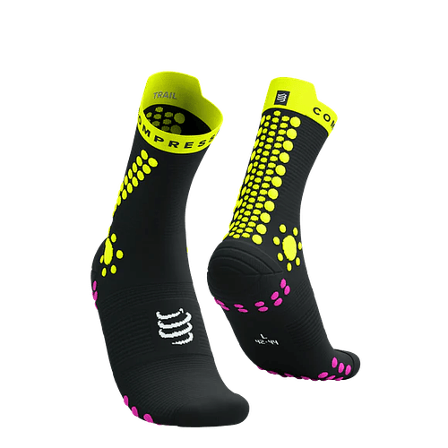 Pro Racing Socks v4.0 Trail Black/Safety Yellow/Neon Pink, Compressport