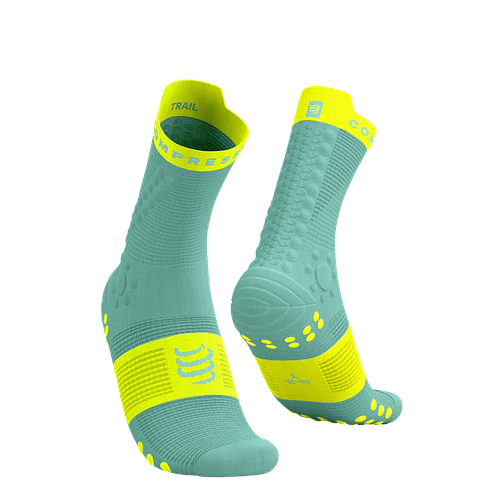 Pro Racing Socks v4.0 Trail Eggshell Blue/Safety Yellow, Compressport