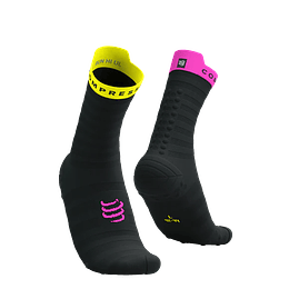 Pro Racing Socks v4.0 Ultralight Run High Black/Safety Yellow/Neon Pink, Compressport