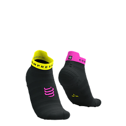 Pro Racing Socks v4.0 Ultralight Run Low Black/Safety Yellow/Neon Pink, Compressport