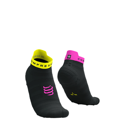Pro Racing Socks v4.0 Ultralight Run Low Black/Safety Yellow/Neon Pink, Compressport