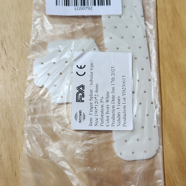 INMOVILIZADOR DE DEDO TIPO TUBULAR (TERMOPLÁSTICO PRECORTADO LISTO PARA MOLDEAR) 1