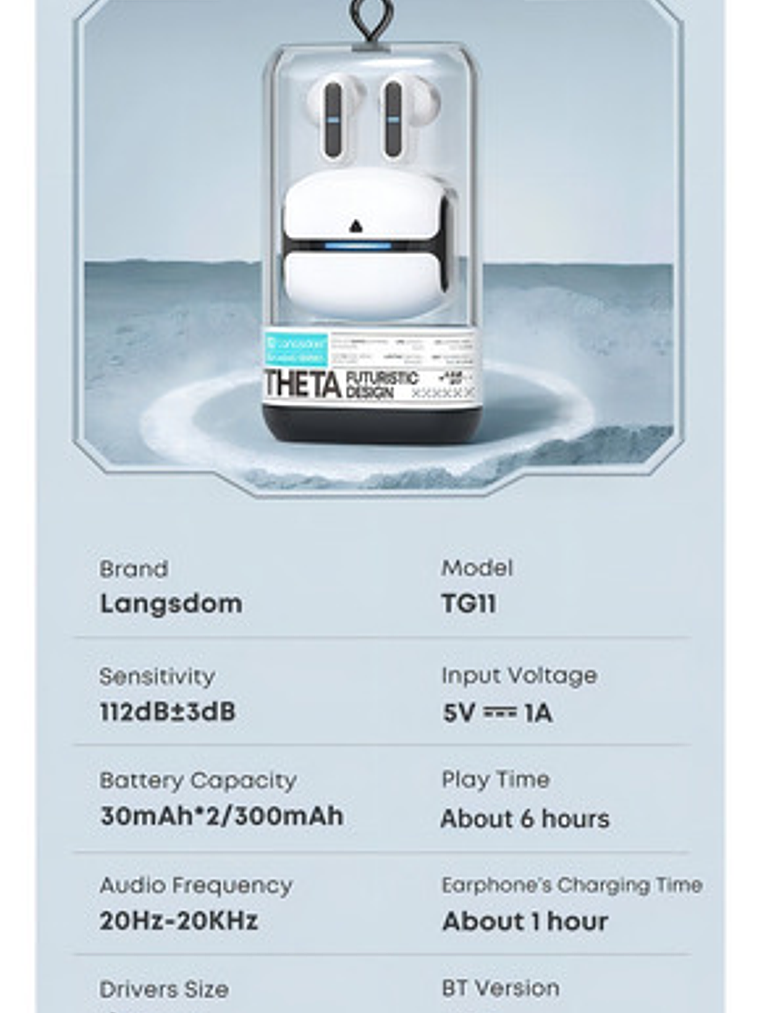 Audífonos Langsdom Theta Tg11, Gaming Bluetooth 5.3 Color Gris 4