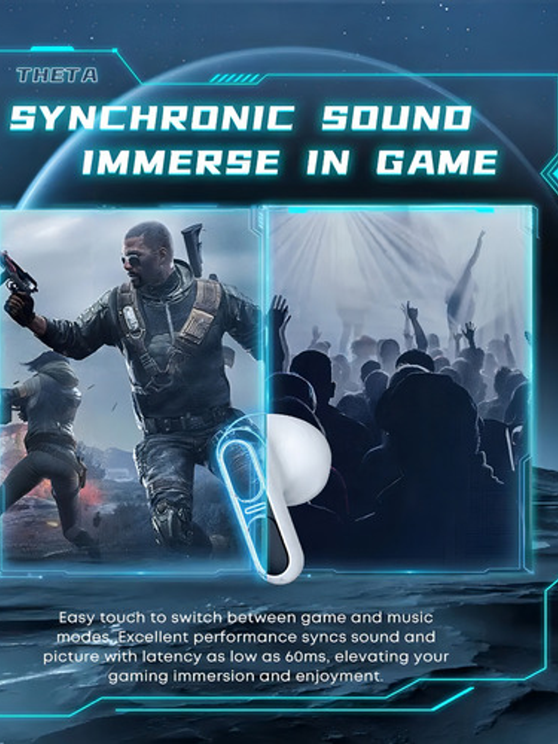 Audífonos Langsdom Theta Tg11, Gaming Bluetooth 5.3 Color Gris 10