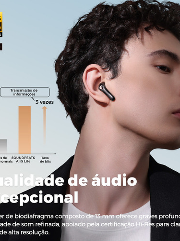 Audifonos Soundpeats Air 5 Lite, Bluetooth, Negro 4