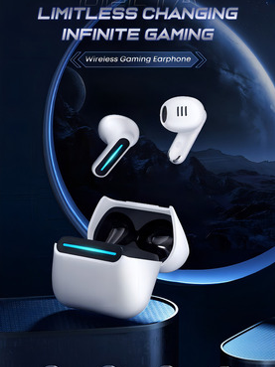 Audífonos Inalámbricos Langsdom Delta, Bluetooth Gamer  Blanco Luz Led Azul 2