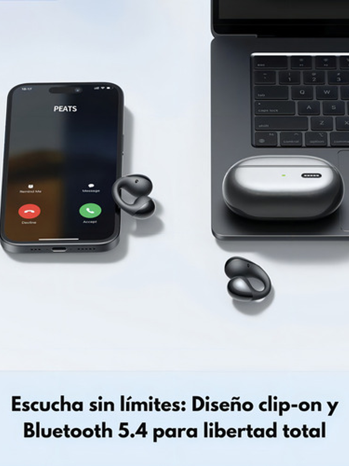 Audífonos Soundpeats Pearlclip Pro,  Bluetooth 5.4, open ear, color Negro 6