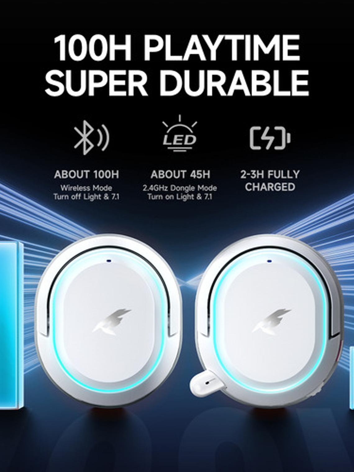 Audífonos Gamer Picun G2 Virtual, Bluetooth 7.1 Rgb 100 Hrs, Negro 4