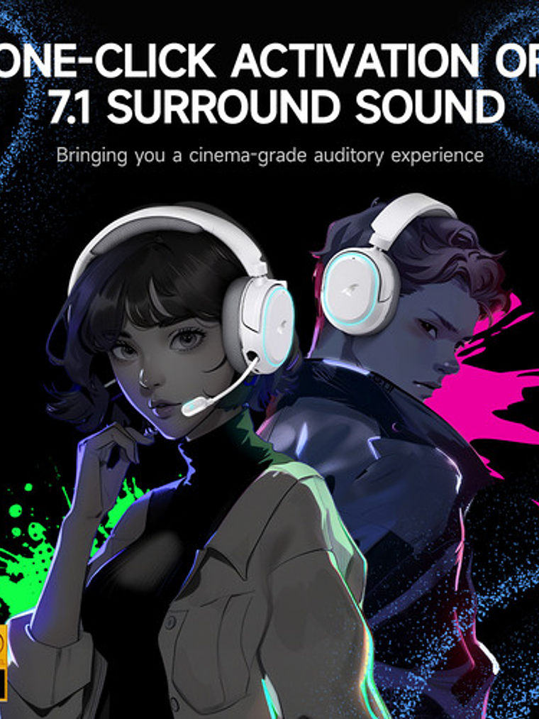 Audífonos Gamer Picun G2 Virtual, Bluetooth 7.1 Rgb 100 Hrs, Negro 5