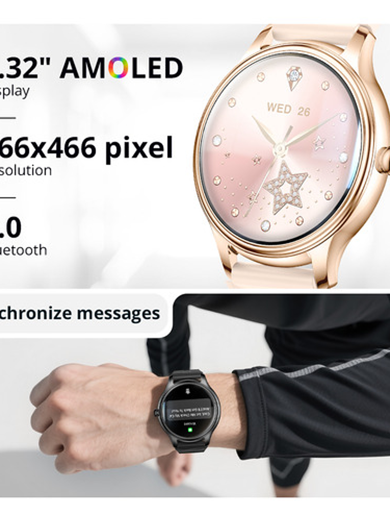 Reloj Inteligente Colmi L28, Amoled 1.32, Moderno, Correa Cuero Silicona 2