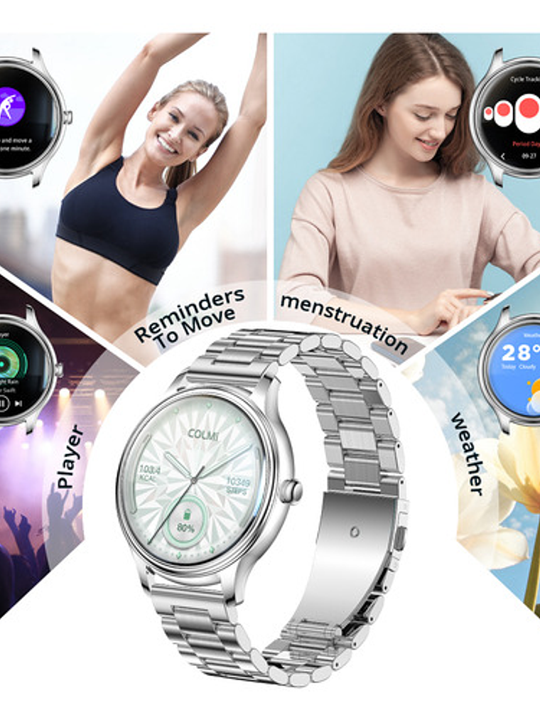 Reloj Inteligente Colmi L28, Amoled 1.32, Moderno, Correa Cuero Silicona 4