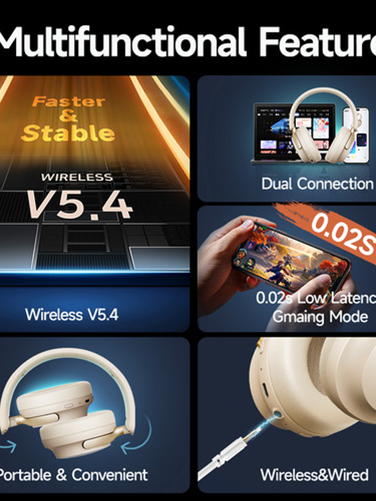 Audífonos Gamer Picun Nc60 Pro, Anc, Sonido Espacial, 80hrs Negro 6