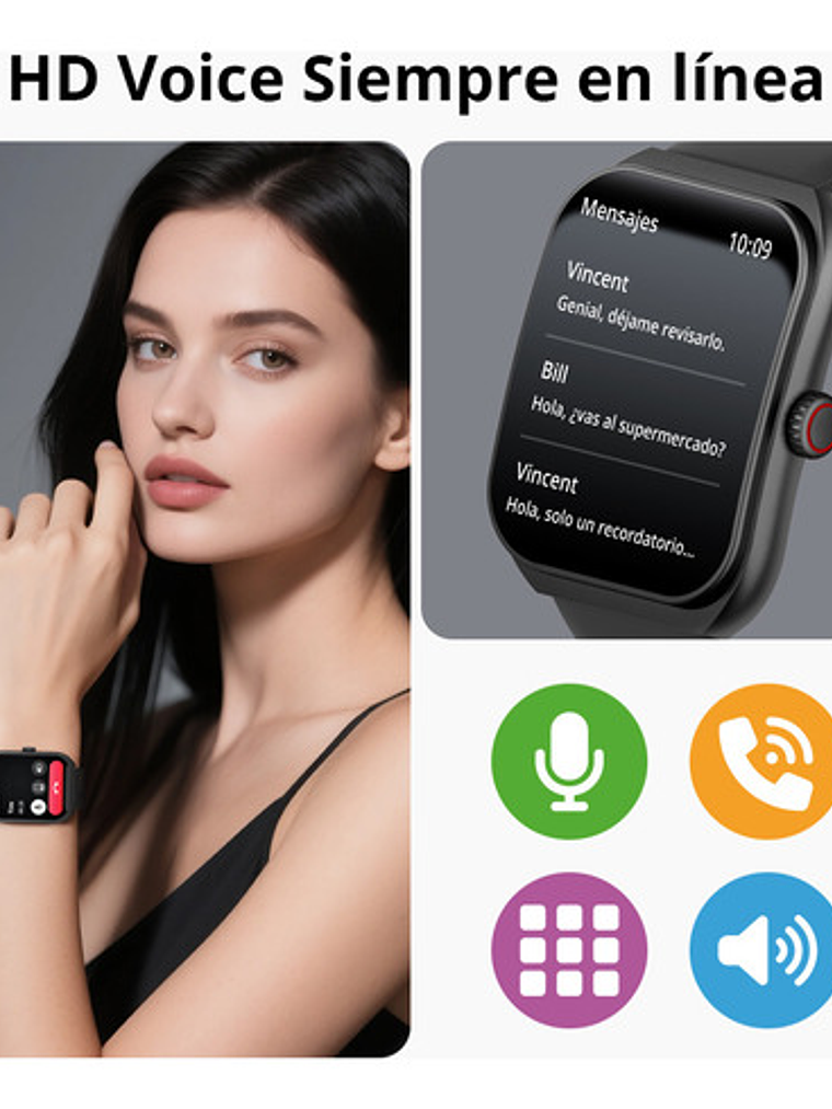 Reloj Inteligente Colmi P86, Correa Naranja Bisel Negro, Llamadas 5